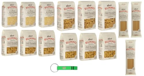 15x Testpaket Rummo Pasta STELLINE - PASTA MISTA - SPAGHETTI - FARFALLE - CASARECCE,Italienische Nudeln aus Hartweizengrieß,500g + Beni Culinari Kostenloser Schlüsselanhänger von Rummo