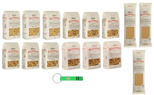 15x Testpaket Rummo Pasta TUBETTI ZITA - MEZZI RIGATONI - FUSILLI - PENNOTTI RIGATI - LINGUINE,Italienische Nudeln aus Hartweizengrieß,500g + Beni Culinari Kostenloser Schlüsselanhänger von Rummo