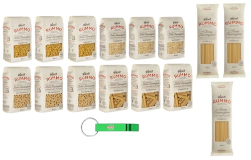 15x Testpaket Rummo Pasta ZITA TAGLIATI - ANELLI SICILIANI - SEMI DI ORZO - LUMACHINE - FETTUCCE,Italienische Nudeln aus Hartweizengrieß,500g + Beni Culinari Kostenloser Schlüsselanhänger von Rummo