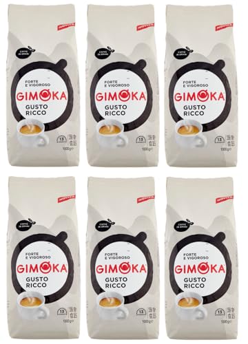 6er-Pack Gimoka Kaffee Ricco Caffè in Grani,Mischung aus gerösteten Kaffeebohnen 1Kg von Rummo