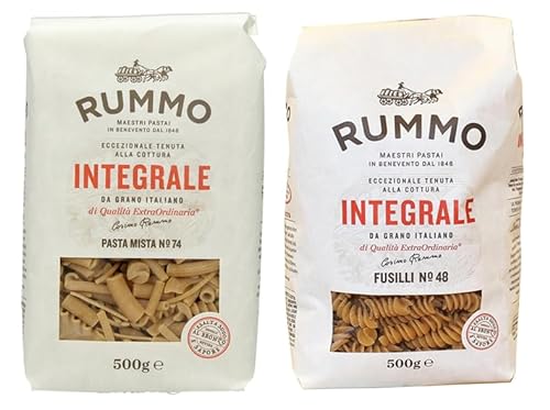 Rummo Vollkornpaste Probierpackung 16 x Mischpaste + 16 x Fusilli italienische Pasta (32 x 500 g) von Rummo