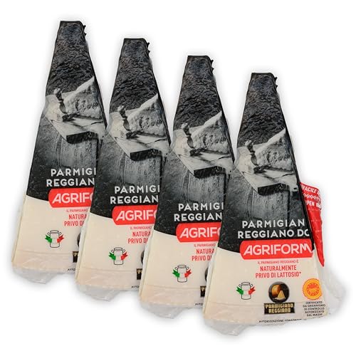 Food-United PARMIGIANO REGGIANO DOP Parmesan Italienischer-formaggio-italiano-Hartkäse 4x 0,2 KG original am Stück über 18 Monate gereift zum Reiben würzig aromatisch von S.Mile GmbH