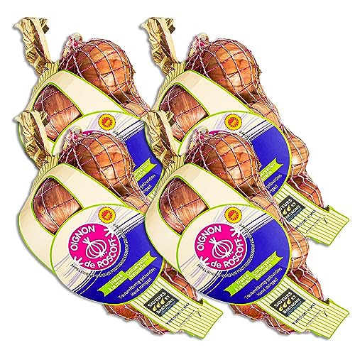 Food-United Roscoff Zwiebeln 4 kg AOP Oignon de Roscoff rose Frankreich mild aromatisch Edel-Zwiebel als Zopf Premium Qualität super Haltbarkeit hoher Gehalt an den Vitaminen A, B und C von S.Mile GmbH