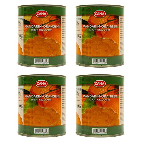 Food-United türkische Mandarin-Orangen geschält ohne Kerne leicht gezuckert in Sirup 4 Dosen Füllm 800g ATG 480g Ring-Pull-Verschluss intensiv komplexes Aroma gleichmäßige ganze Segmente (4 Dosen) von S.Mile GmbH