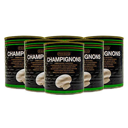 Food-United weiße Champignons Mini Köpfe ganz 6 Dosen Füllmenge 800g ATG 460g gekocht tolles Champignon-Aroma keine Zusätze ohne Konservierungsstoffe 1. Wahl Premium Qualität ohne Aroma-Zusätze von S.Mile GmbH