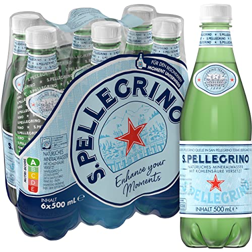 S.Pellegrino Natürliches Mineralwasser mit Kohlensäure 6 x 0,5L PET Einweg-Flaschen pfandpflichtig von S.Pellegrino