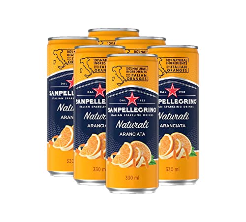 San Pellegrino - Erfrischungsgetränk mit Orangengeschmack - 100% natürliche Zutaten - Italienisches Produkt - 6 Dosen à 330 ml von S.Pellegrino