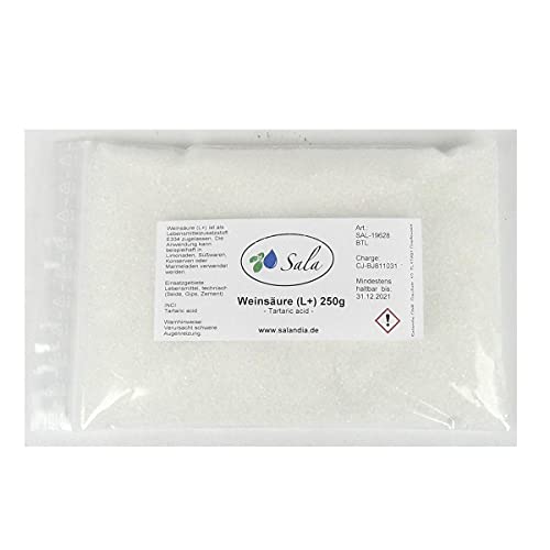 Sala Weinsäure Grieß E 334 Lebensmittelqualität 250 g Beutel von Sala