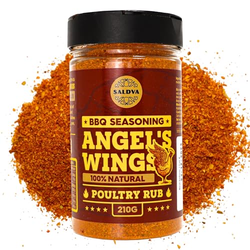 Angel's Wings BBQ Rub – 100% natürliches, aromatisches Hähnchengewürz – Perfekte Gewürzmischung für fantastische Hähnchen-BBQ- und Grillgerichte – Große Packung (210g) von SALDVA