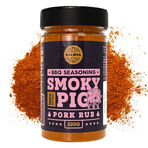 Smoky Pig BBQ Rub – 100% natürliches BBQ-Gewürz – Perfekte Gewürzmischung für rauchige BBQ- und Grillgerichte mit Schweinefleisch – Große Packung (220 g) von SALDVA