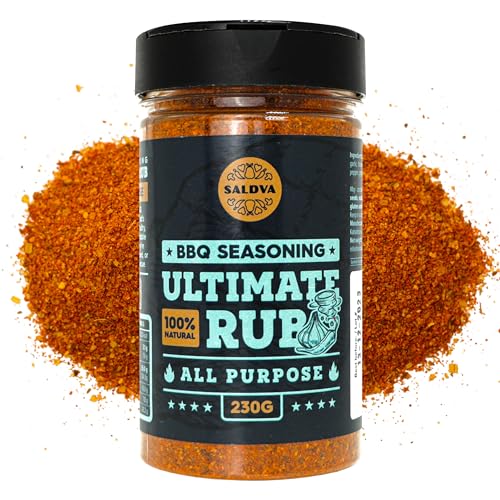 Ultimate BBQ Rub – 100% natürliches und universelles Grillgewürze – Geschmackvolle Rundum-Gewürzmischung für köstliche Rind-, Schweine-, Geflügel- und Gemüse-Grillgerichte – Großen Packung (230 g) von SALDVA