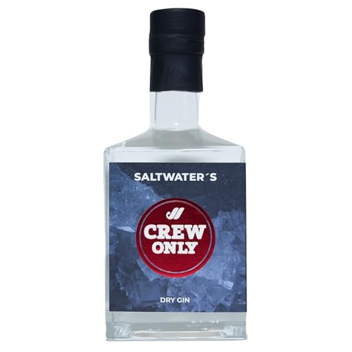 CREW ONLY Dry Gin – Intensiver Wacholder trifft auf fruchtige Beeren, mit frischem Ingwer, Rhabarber, Preiselbeeren und Lavendel | 0.5l Gin-Flasche | 40% vol. Alkohol von SALTWATER's