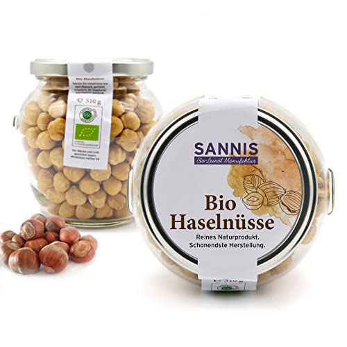 Sannis Bio-Haselnüsse 310g I Haselnüsse aus dem Piemont I ganze Haselnusskerne geschält & geröstet I ungesalzen Bio Haselnüsse ideal als Snack & für Müsli I reich an Vitamin E I glutenfrei von SANNIS Bio-Leinöl Manufaktur