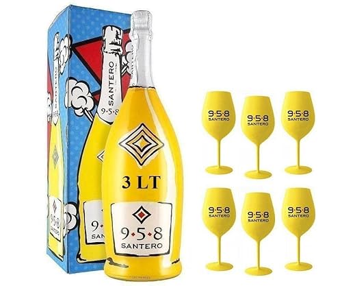 958 EXTRA DRY MAGNUM 3 Liter JEROBOAM IN ASTUCCIO MIT 6 SANTERO Glsern von SANTERO