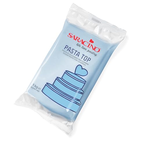 Saracino Top-Zuckerpaste zum Überziehen von 1000 g Fondant, hergestellt in Italien, Farbe Babyblau von SARACINO We love pastry