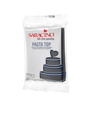 Schwarze Saracino-Fondant zum Bedecken, 250 g, hergestellt in Italien von SARACINO We love pastry