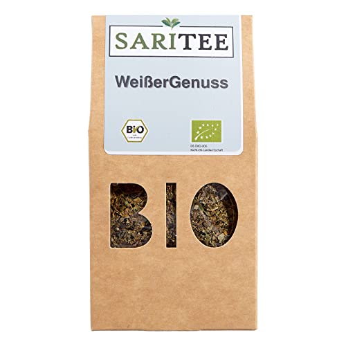 SARITEE Bio WeißerGenuss lose Feinschnitt I Bio Weißer Tee aus kontrolliert biologischem Anbau I Weißer Tee Bio I Pai Mu Tan Tee aus dem Süden Chinas I Bio Tee lose I Detox Tee I Premium Tee I 35 g von SARITEE