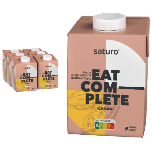 Saturo Trinkmahlzeit Kakao | Astronautennahrung Mit Protein & 500kcal | Vegane Trinknahrung Mit Wertvollen Nährstoffen, Schokolade | 6 x 500 ml von SATURO