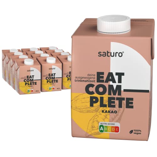 Saturo Trinkmahlzeit Schokolade | Astronautennahrung Mit Protein & 500kcal | Vegane Trinknahrung Mit Wertvollen Nährstoffen | 12 x 500 ml von SATURO