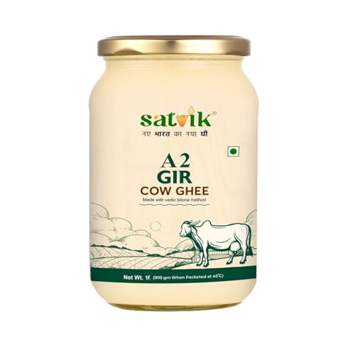 Satvik Pure Ghee A2 Gir Cow Ghee 1 Liter Churned from Vedic Bilona Methode | Bilona Ghee | A2 Cow Desi Ghee 1 Liter von SATVIK PURE GHEE