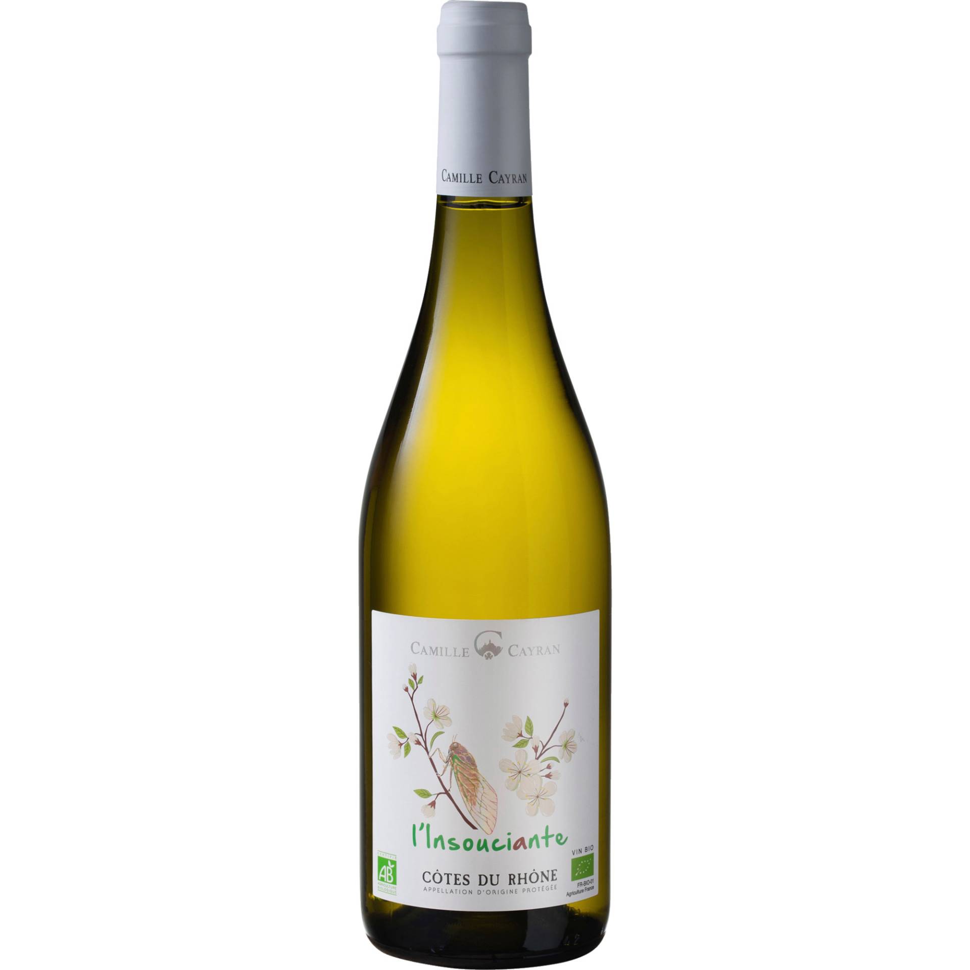 L’Insouciante Côtes du Rhône Blanc Bio, Côtes du Rhône AOP, Rhône, 2023, Weißwein von SCA Cave de Cairanne Camille et Cécilia, 290 avenue de la libération, F-84290 Cairanne