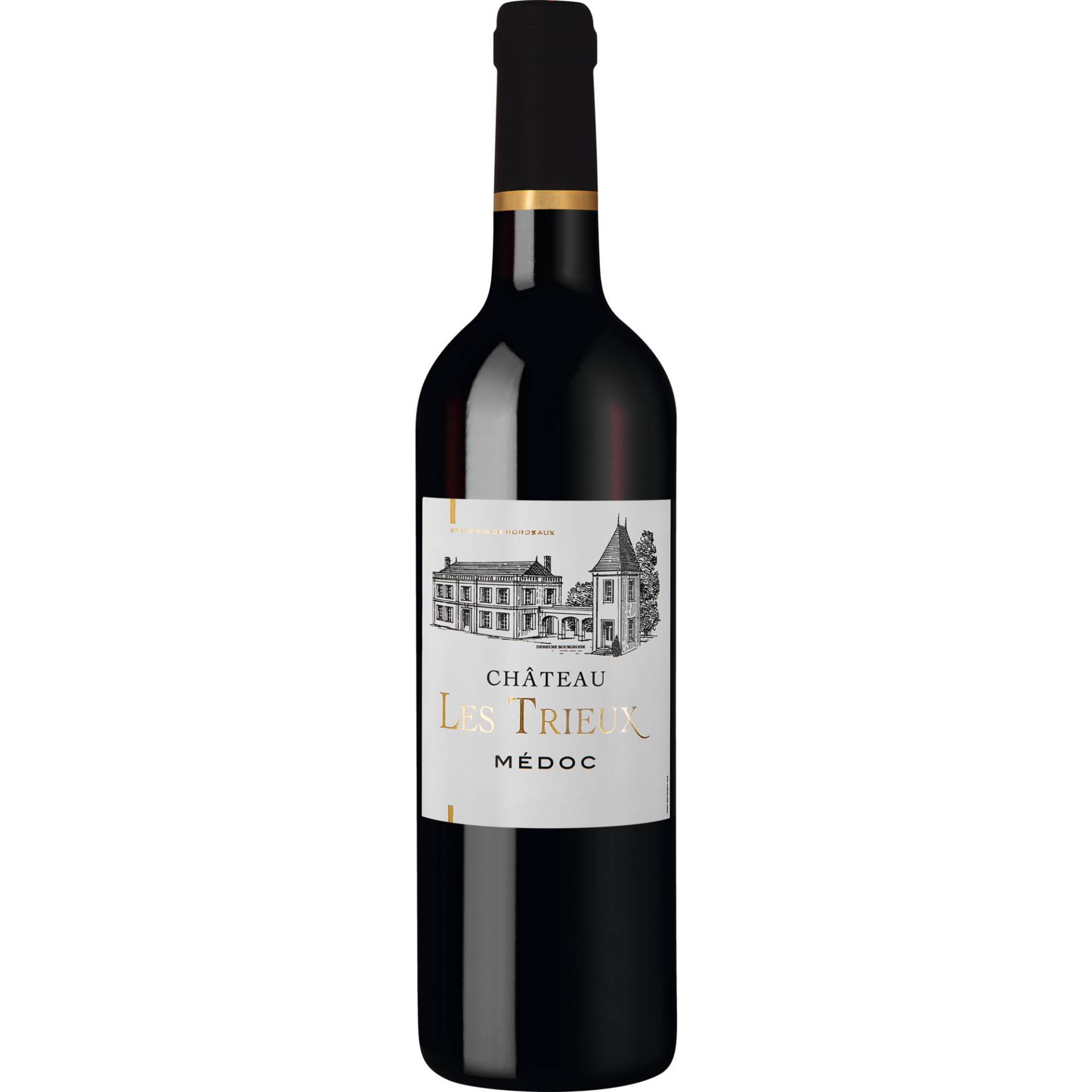 Château Les Trieux, Médoc AOP, Bordeaux, 2021, Rotwein von SCF Rémi Lacombe Propriétaire à Civrac en Médoc; Mis en bouteille par Adrien Bertaillan à 33360 Carignan de Bordeaux - France