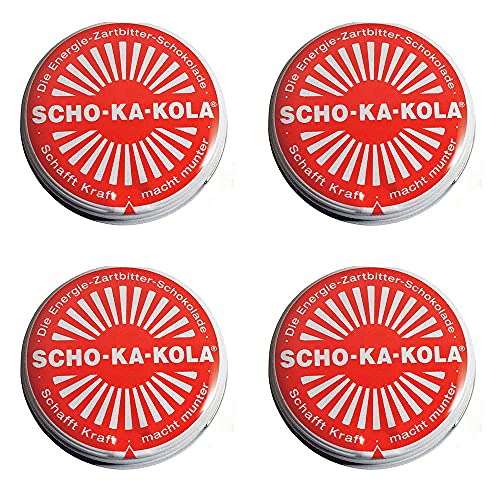 Zartbitterschokolade Scho-Ka-Kola, im 4er-Set (4 Dosen à 100g) von SCHO-KA-KOLA