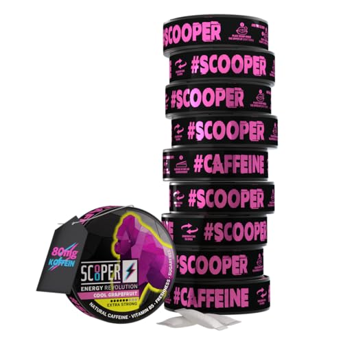 SCOOPER Energy 10x Cool Grapefruit Xtra Strong | 80 MG Koffein pro Pouch | 12 Pouches pro Dose | Zuckerfrei & Vegan | 7,2 Gramm von SCOOPER ENERGY