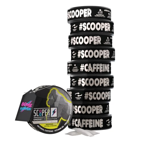 SCOOPER Energy 10x Iced Cola Xtra Strong | 80 MG Koffein pro Pouch | 12 Pouches pro Dose | Zuckerfrei & Vegan | 7,2 Gramm von SCOOPER ENERGY