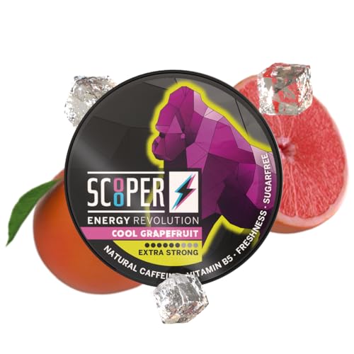 SCOOPER Energy 1x Cool Grapefruit Xtra Strong | 80 MG Koffein pro Pouch | 12 Pouches pro Dose | Zuckerfrei & Vegan | Energy Drink Alternative von Scooper