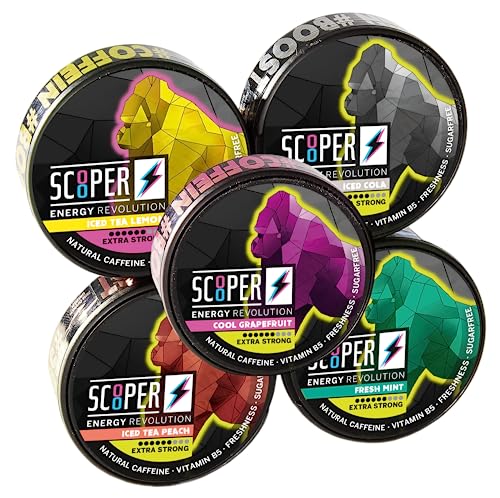 SCOOPER Energy All in one Extra Strong Box I Cool Grapefruit Fresh Mint Iced Cola Iced Tea Peach Iced Tea Lemon Extra Strong | 5 x 7,2g von SCOOPER ENERGY