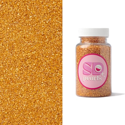 SD Pearls Farbzucker, Dekorzucker, Glitzerzucker, Bunter Streudekor Zucker Für Eis, Kekse, Kuchen, Cupcakes, Dessertdekoration (Gold, 500g) von SD Pearls