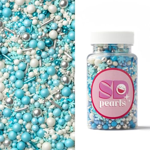 SD Pearls Zuckerstreusel, Weihnachten Streusel Essbar, Zuckerstreusel Weihnachten, Schneeflocken Deco Streusel, Weihnachtskekse Deko Essbar, Streudekor für Kuchen (Mix „Frozen Heart“, 1000g) von SD Pearls