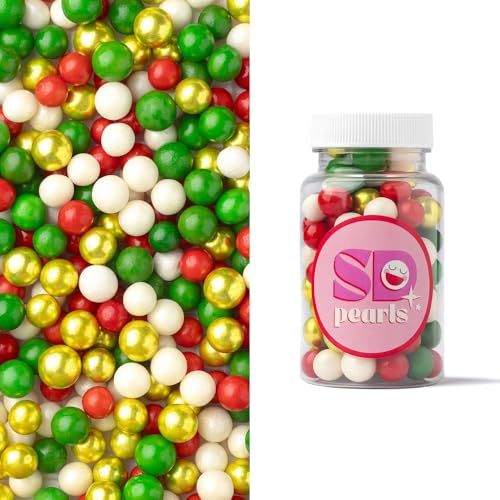 SD Pearls Zuckerstreusel, Weihnachten Streusel Essbar, Zuckerstreusel Weihnachten, Schneeflocken Deco Streusel, Weihnachtskekse Deko Essbar, Streudekor für Kuchen (Mix „Neues Jahr“, 450g) von SD Pearls