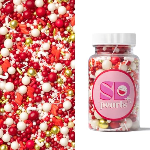 SD Pearls Zuckerstreusel, Weihnachten Streusel Essbar, Zuckerstreusel Weihnachten, Schneeflocken Deco Streusel, Weihnachtskekse Deko Essbar, Streudekor für Kuchen (Mix „Santa“, 1000g) von SD Pearls