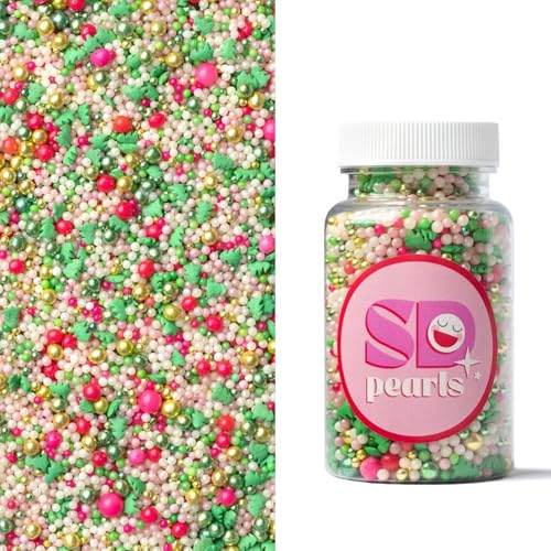 SD Pearls Zuckerstreusel, Weihnachten Streusel Essbar, Zuckerstreusel Weihnachten, Schneeflocken Deco Streusel, Weihnachtskekse Deko Essbar, Streudekor für Kuchen (Mix “Waldelfe”, 1000g) von SD Pearls