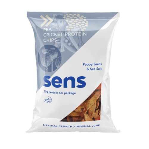 SENS Protein Chips, Fitness Snack, Low Carb Party Mix Snacks, Glutenfrei Eiweiss Chips, Knabberartikel Knabberzeug (Mohnsamen und Meersalz, 80g) von SENS