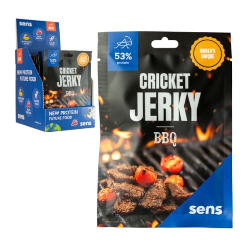 Sens Grillen-Jerky BBQ - High protein snacks made from insect protein - dried meat for humans - low carb food, low calorie snacks (300g, BBQ, 25gx12Ks) von SENS