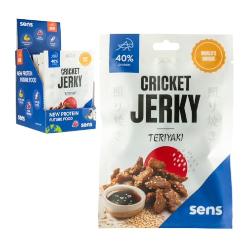 Sens Grillen-Jerky Teriyaki - High protein snacks made from insect protein - dried meat for humans - low carb food, low-calorie snacks (300g, Teriyaki, 25gx12Ks) von SENS