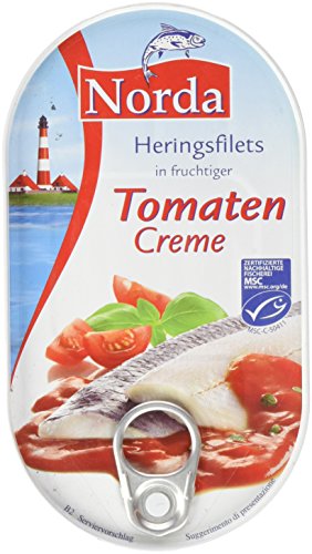 Norda Heringsfilets in Tomaten-Creme, 1er Pack Konserven, Fisch in Tomatencreme von Norda