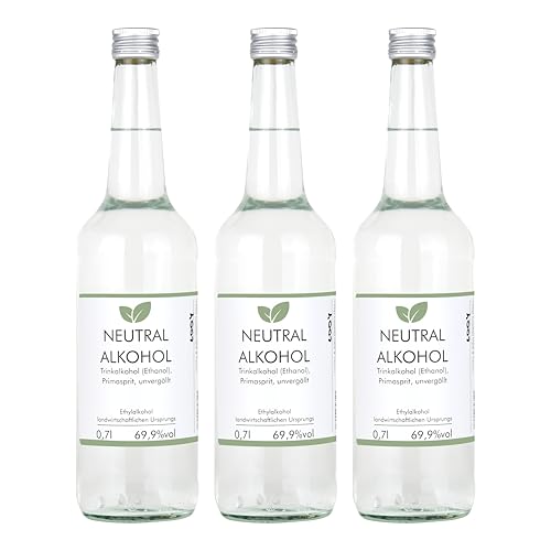 3x 700 ml Weingeist/Primasprit/Neutralalkohol/Trinkalkohol/Ethanol unvergällt 69,9% vol - zum Ansetzen von Likören, Gin oder Tinkturen - Basis für Desinfektionsmittel von SHADOWS