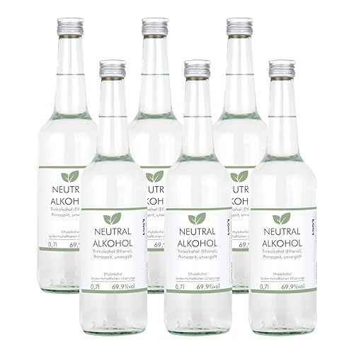 6x 700 ml Weingeist/Primasprit/Neutralalkohol/Trinkalkohol/Ethanol unvergällt 69,9% vol - zum Ansetzen von Likören, Gin oder Tinkturen - Basis für Desinfektionsmittel von SHADOWS