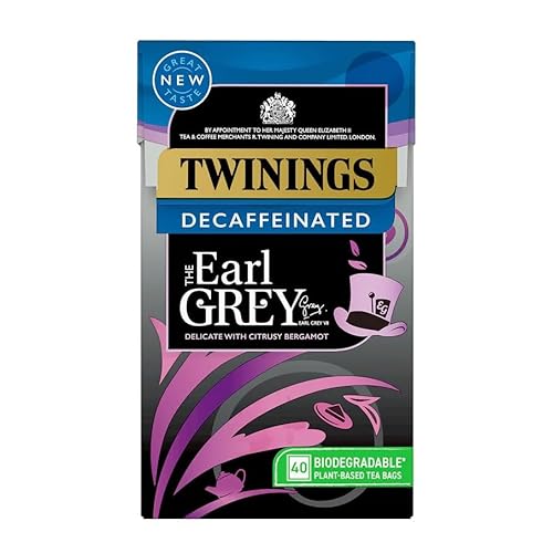 Earl Grey Decaffeinated Entkoffeinierter koffeinfreier englischer Schwarztee schwarzer Tee aus England mit Bergamotte- und Zitronenaroma 40 Teebeutel – importiert von Shestore24 von SHESTORE24