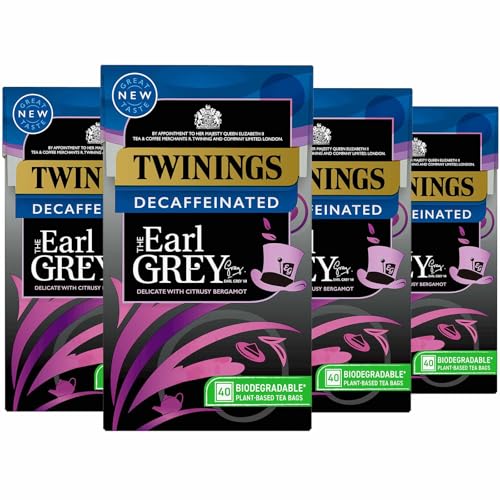 Earl Grey Decaffeinated Entkoffeinierter koffeinfreier englischer Schwarztee schwarzer Tee aus England mit Bergamotte- und Zitronenaroma 4X 40 Teebeutel – importiert von Shestore24 von SHESTORE24