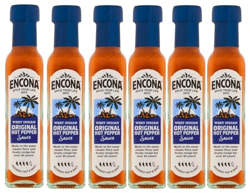 Encona West Indian Original Hot Pepper Sauce Pfeffersoße Pfeffersauce 6X 142ML – importiert von Shestore24 von SHESTORE24