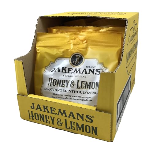 Jakemans Soothing Menthol Lozenges Honey & Lemon Lutschbonbons Halsbonbons mit Honig- und Zitronengeschmack 12x 73g – importiert von Shestore24 von SHESTORE24