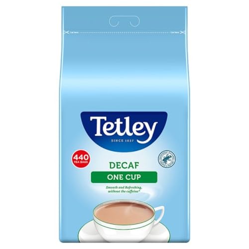 Tetley Decaf One Cup 440 Tea Bags Entkoffeinierter koffeinfreier englischer Schwarztee schwarzer Tee aus England in der wiederverschließbaren Großpackung mit 440 Teebeuteln – importiert von Shestore24 von SHESTORE24