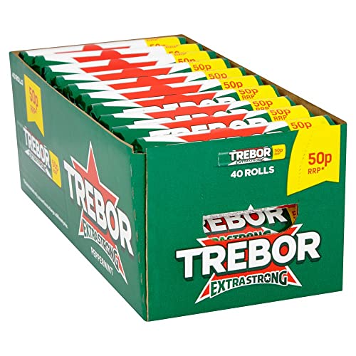 Trebor Extra Strong Peppermint Mints Roll Pfefferminzbonbon 40x 41.3g von SHESTORE24