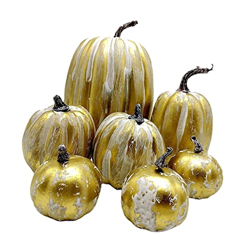 7 Stück Schaumkürbisse Modell Ornamente Küche Zuhause Warme Herbstdekoration Halloween Indoor Outdoor Dekorationen von SHOUKAII