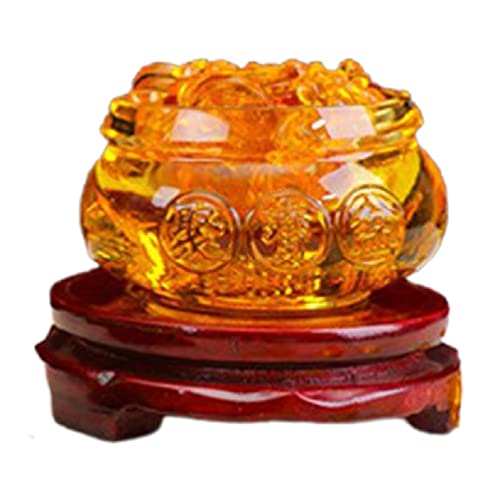 Feng Shui chinesischer Kristall, goldene Barren, Glas, gelb, Reichtum, Statue, Dekoration, Feng Shui Chinesisch(10cm Cornucopia) von SHOUKAII